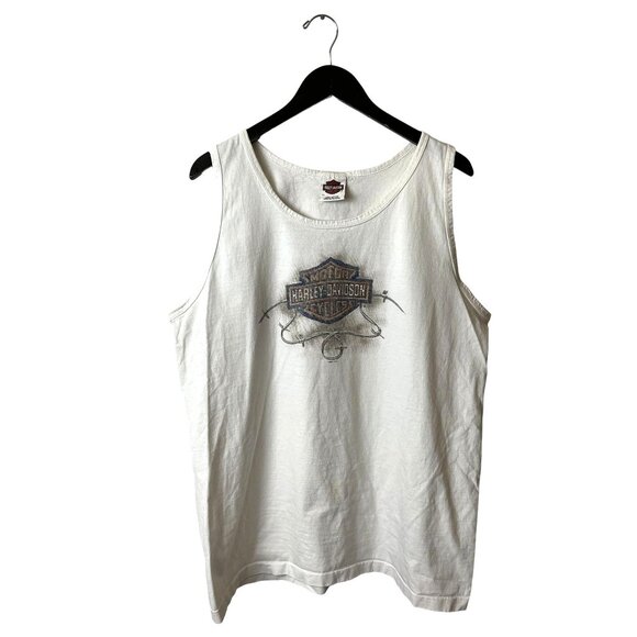 Vintage Y2K Harley Davidson Chandler AZ Tank Top Extra Large XL Adult White - Picture 2 of 16